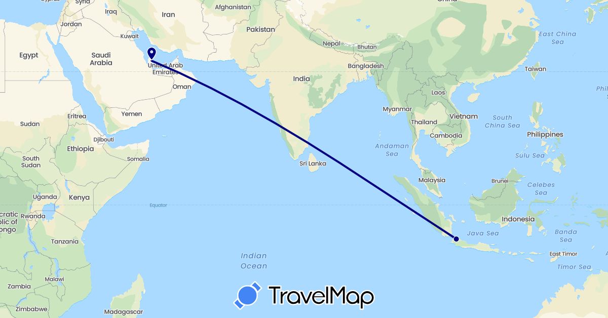 TravelMap itinerary: driving in Indonesia, Qatar (Asia)